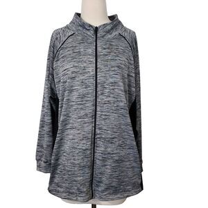 St John's Bay Women's Active Quick Dry Black Gray Jacket Zipper Plus Size 3X